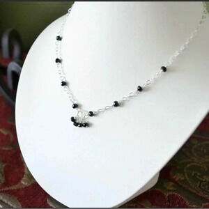 Black Spinel Necklace,Real Gemstone Necklace,Sparkling Necklace,August Birthday